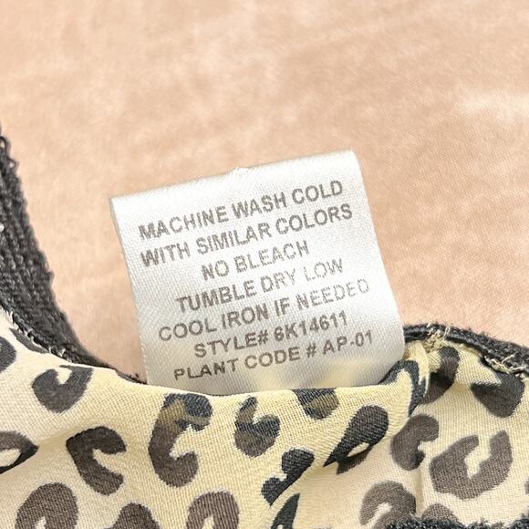 Y2K Cheetah Print Sheer Micro Mini Lingerie Dress Black Lace Satin Ribbon Animal - Picture 4 of 6